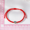 Red Woven Cord Oval Evil Eye Adjustable Bracelets in Six Colors view 4