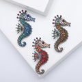 Crystal Seahorse Brooch in Three Striped Colorways view 1