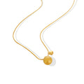 Gold Matte Sphere Pendant Necklace Snake Chain Small Smooth Bead view 5