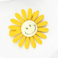 Yellow Smiling Daisy Brooch with Gold Tone Face Decorative Lapel Accessory view 3