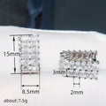 Rectangular Pavé Huggie Hoop Earrings in Silver Tone view 4