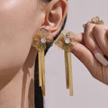 Hollow Flower Zircon Necklace Bracelet Earrings Ring Set view 3