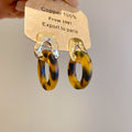 Tortoiseshell Open Circle Gold Link Drop Earrings Jewelry Accessory view 6