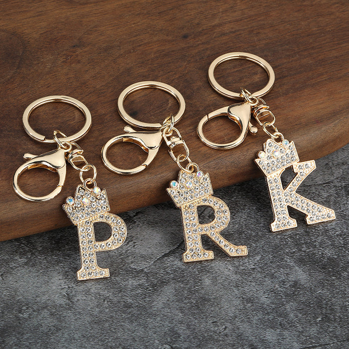 Korean Style Rhinestone Letter Zinc Alloy Keychain Bag Charm