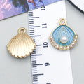 Zinc Alloy Shell Pearl Ocean Life Charm Pendant for DIY Necklace Earrings Jewelry Making
