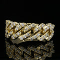 Gold Cuban Link Pavé CZ Geometric Finger Ring Sizes 6-10 view 1