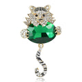 Jeweled Tiger Brooch With Oval Crystal Body in Four Colors view 2