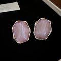 Pink Cat-Eye Resin Oval Stud Earrings And Slide Necklace view 6