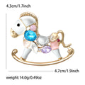Jeweled Rocking Horse Brooch in Black and White Enamel view 5