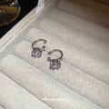 Silver Tone Crystal Hoop Clip On Earrings for Unpierced Ears view 2