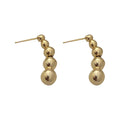 Graduated Silver Tone Metal Ball Drop Stud Earrings view 5