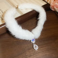 White Fuzzy Collar Necklaces with Three Pendant Designs view 3