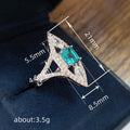 Silver Tone Teal Crystal Marquise Statement Ring Polished Statement Fashion Jewelry view 4