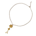 Gold Double Lotus Flower Pendant Necklace Chain Tassel Drop view 5