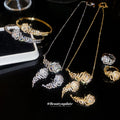 Crystal Peacock Feather Rings Gold Pendant Necklace view 3