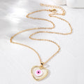 Gold Frame Heart Resin Evil Eye Pendant Necklaces 7 Colors view 3