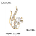 Pearl and Crystal Flower Branch Brooch in Two Metal Tones view 4