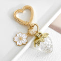 Glitter Resin Strawberry Pendant Bag Charm Keychain With Flower view 11
