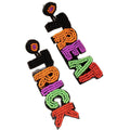 Seed Bead Trick Or Treat Halloween Word Drop Earrings view 5