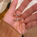 Gold Tone Turquoise Bead Pave Open Adjustable Ring view 1