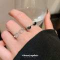 Tiny Eyeglasses Open Ring In Silver Tone With Black Or Transparent Lenses view 1