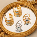 Gold Hammered Evil Eye Hoop Earrings And Beaded Eye Rings view 4