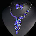 Black Silver Tone Crystal Leaf Sweep Crystal Five Designs Metal Necklace view 8