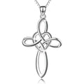 Two Tone Infinity Knot Cross Pendant Necklace Gold Heart Detail view 3