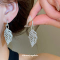 Crystal Leaf Drop Earrings with Silver Tone Openwork view 2