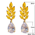 Yellow Crystal Leaf And Clear Teardrop Earrings Fashion Jewelry view 5