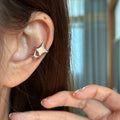 Silver Tone Star Ear Cuffs With Pale Inlay Centers view 3