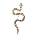 Crosshatch Snake Brooch Green Eyes Gold and Silver Tone view 5