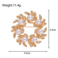 Gold Tone Open Ring Matte Pearl Look Two Designs Metal Brooch Pin view 2