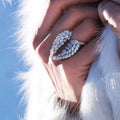 Marquise Leaf Cluster Adjustable Open Ring In Three Metal Tones view 2