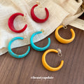 Colorful Chunky Resin C Hoop Geometric Statement Earrings view 2