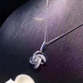 Silver Twisted Flower Clear CZ Pendant Necklace Chain view 3