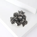 Layered Black Crystal Flower Brooch With Faceted Center view 3