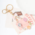 Iridescent Bow Crystal Bead Loop Keychain Gold Clasp Pastel view 2
