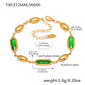 Gold Oval Czech Glass Station Bracelet Stainless Steel view 9