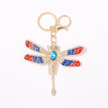 Enamel Rhinestone Dragonfly Keychain Gold Three Wing Colors view 5