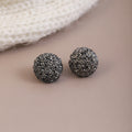 Gunmetal Glitter Look Dimensional Heart Small Stud Earrings view 4