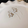 Iris Flower Long Threader Earrings in Silver and Gold Tones view 6