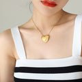 Puffy Heart Pendant Necklace Thin Snake Chain Gold Or Steel view 3