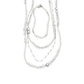 Layered Silver Tone Cross and Pearl Necklace with Mixed Chains view 5