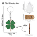 Green Wooden Four Leaf Clover Keychain Lucky Plaque view 2