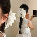 White Lace Pearl Flower Shark Clips Black Ribbon Style view 3