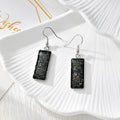Silver Hook Black Resin Pressed Flower Earrings in Eight Designs view 6
