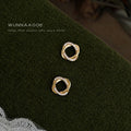 Gold Twisted Hollow Circle Crystal Pave Stud Earrings view 3