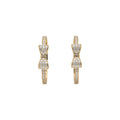 Small Crystal Bow Hoop Earrings in Gold and Silver Tone view 5