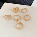 Crinkle Metal Resin Zircon Open Ring Six Seven Piece Sets view 6